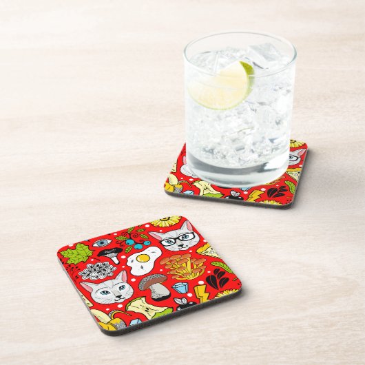 赤い猫と卵 コースター (右側)