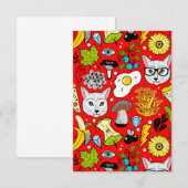 赤い猫と卵 サンキューカード (正面/裏面)