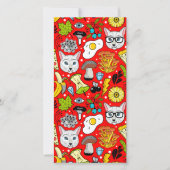 赤い猫と卵 サンキューカード (正面)