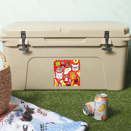 赤い猫と卵 シール (クーラー)