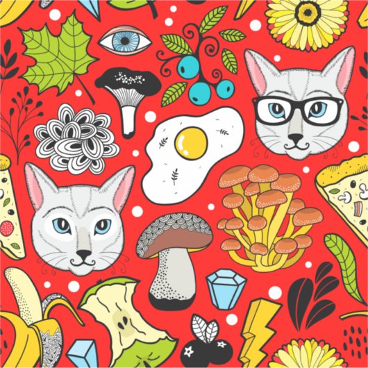 赤い猫と卵 シール (正面)