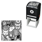 赤い猫と卵 セルフインキングスタンプ (インサイチュ)