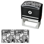 赤い猫と卵 セルフインキングスタンプ (インサイチュ)