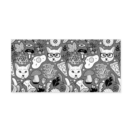 赤い猫と卵 セルフインキングスタンプ (デザイン)