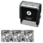 赤い猫と卵 セルフインキングスタンプ (インサイチュ)