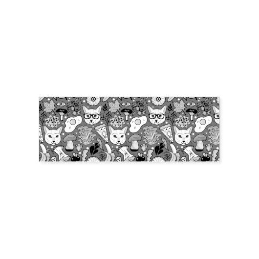 赤い猫と卵 セルフインキングスタンプ (デザイン)