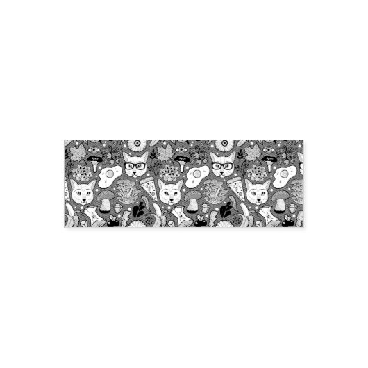 赤い猫と卵 セルフインキングスタンプ (デザイン)