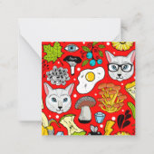 赤い猫と卵 ノートカード (正面)