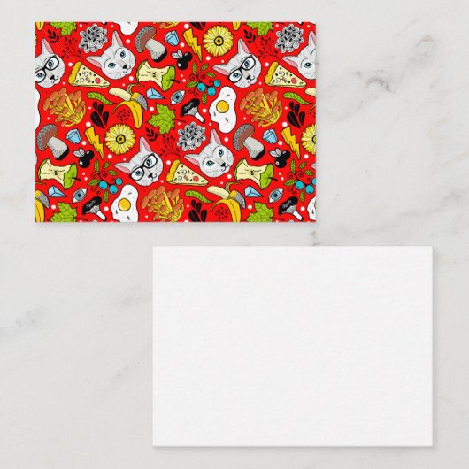 赤い猫と卵 ノートカード (正面/裏面)