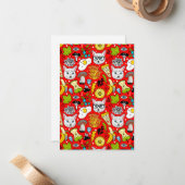 赤い猫と卵 ノートカード (正面/裏面インサイチュ)