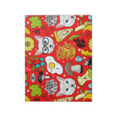 赤い猫と卵 ノートパッド (回転)