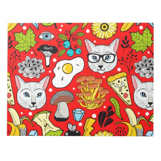 赤い猫と卵 ノートパッド (正面)