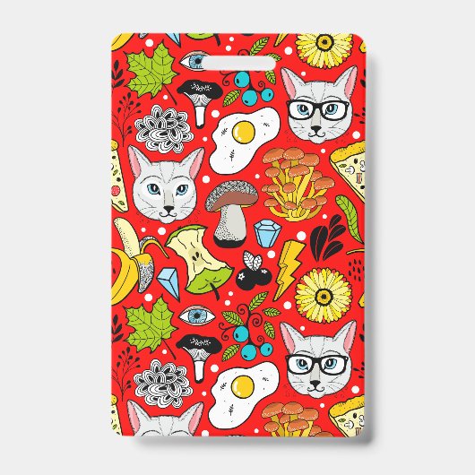 赤い猫と卵 バッジ (正面)