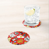 赤い猫と卵 ペーパーコースター (インサイチュ)