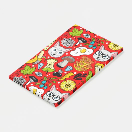 赤い猫と卵 ポストイット (アングル)