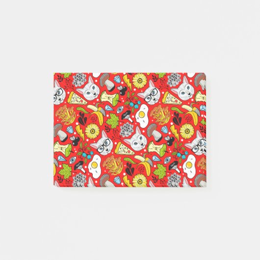 赤い猫と卵 ポストイット (正面)