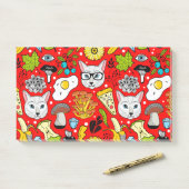 赤い猫と卵 ポストイット (デスク)