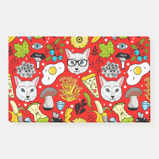 赤い猫と卵 ポストイット (正面)