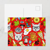 赤い猫と卵 ポストカード (正面/裏面)