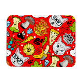 赤い猫と卵 マグネット (横)