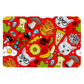 赤い猫と卵 マグネット (横)