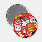 赤い猫と卵 マグネット (正面/裏面)