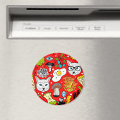 赤い猫と卵 マグネット (インサイチュ (食洗機))