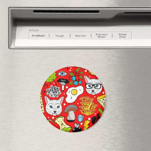 赤い猫と卵 マグネット (インサイチュ (食洗機))