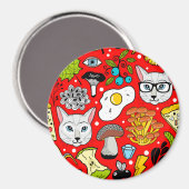 赤い猫と卵 マグネット (正面/裏面)