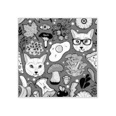 赤い猫と卵 ラバースタンプ (インプリント)