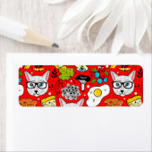 赤い猫と卵 ラベル (インサイチュ)