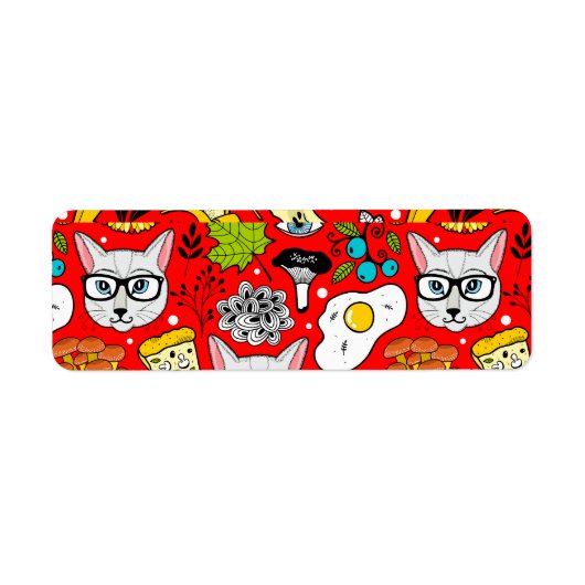 赤い猫と卵 ラベル (正面)