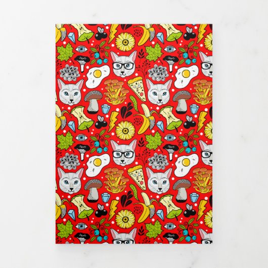 赤い猫と卵 三つ折りカード (カバー)