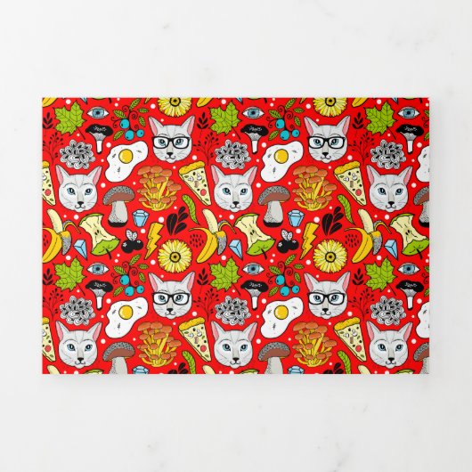 赤い猫と卵 三つ折り招待状 (カバー)