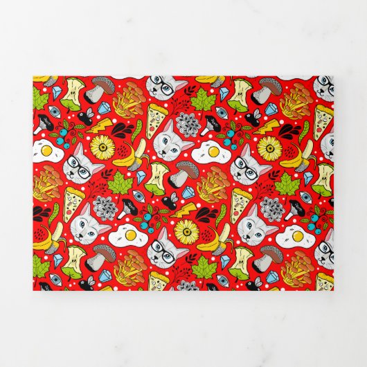 赤い猫と卵 三つ折り招待状 (カバー)