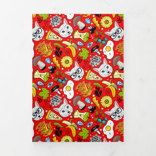 赤い猫と卵 三つ折り案内状 (カバー)