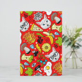 赤い猫と卵 便箋 (スタンド正面)