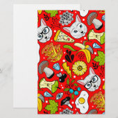 赤い猫と卵 便箋 (正面/裏面)