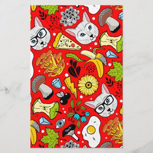 赤い猫と卵 便箋 (正面)