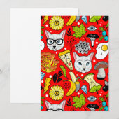 赤い猫と卵 招待状 (正面/裏面)