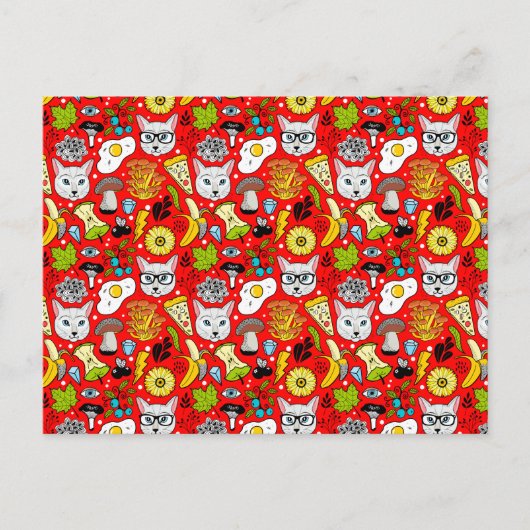 赤い猫と卵 案内ポストカード (正面)