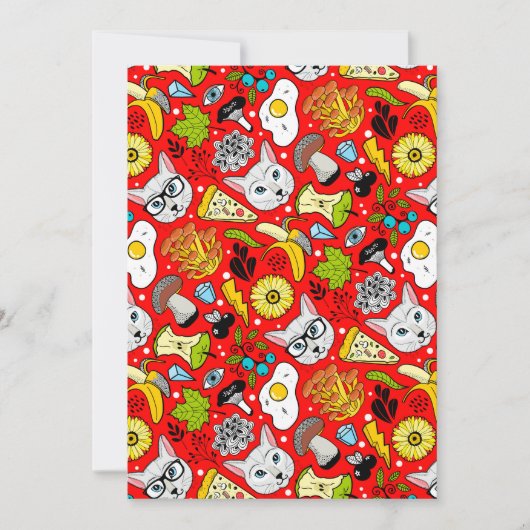 赤い猫と卵 案内状 (正面)