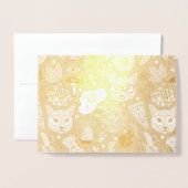 赤い猫と卵 箔カード (封筒付き正面)