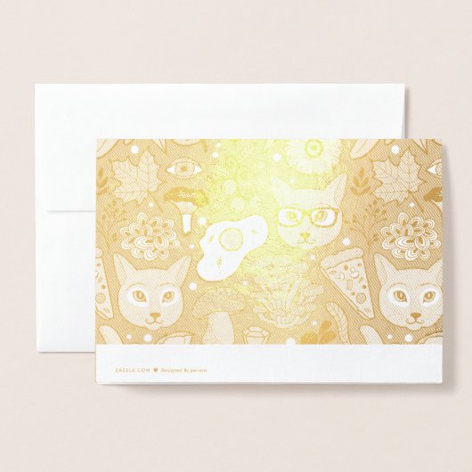 赤い猫と卵 箔カード (裏面封筒付き)