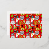 赤い猫と卵 箔シーズンポストカード (正面/裏面)