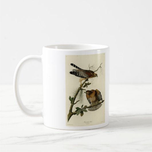 赤い猫背のタカ – オードボンのアメリカの鳥 コーヒーマグカップ (左)
