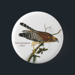 赤い猫背のタカ、オードボン、バードウォッチャーの鳥 缶バッジ<br><div class="desc">赤い肩のタカは太平洋の沿岸統一された域だけでなく、州の東半分に見られる。このタカはカナダ南部の至る所にも見られる。赤い担ぎタカのイラストレーションはジョン・ジェームスフランスの・オードボンの作品だ。その間に広く見られる範囲は、ほとんどの人によって広い。</div>