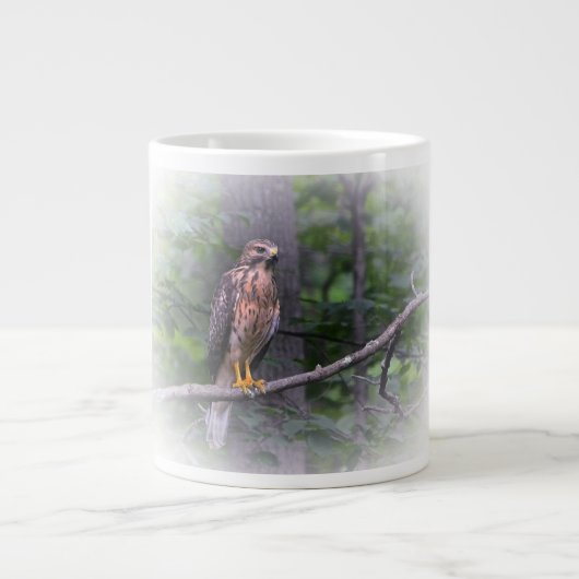 赤い猫背のタカ ジャンボコーヒーマグカップ (正面)