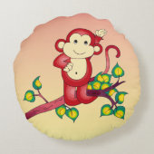 赤い猿の動物の丸い枕 ラウンドクッション (裏面)