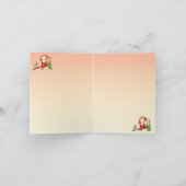 赤い猿の動物の感謝 サンキューカード (内部)